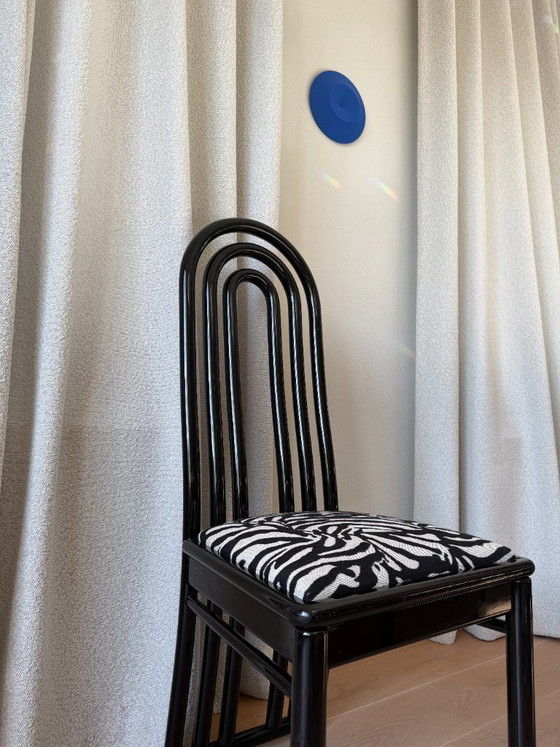 Image 1 of Set of 3 Postmodern Dining Chairs – Memphis Style – Zebra Print