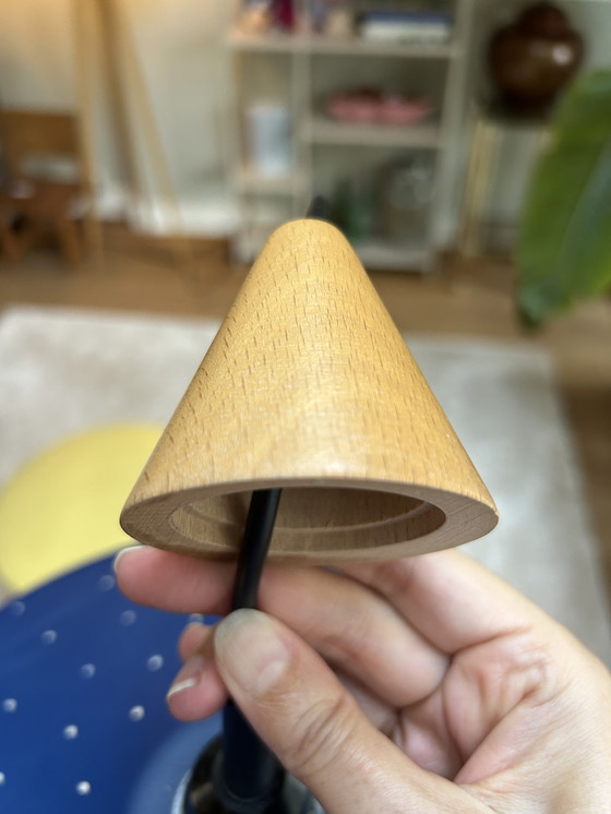 Image 1 of Magnifique suspension Herda vintage – Design milieu du siècle (Bleu/Bois)