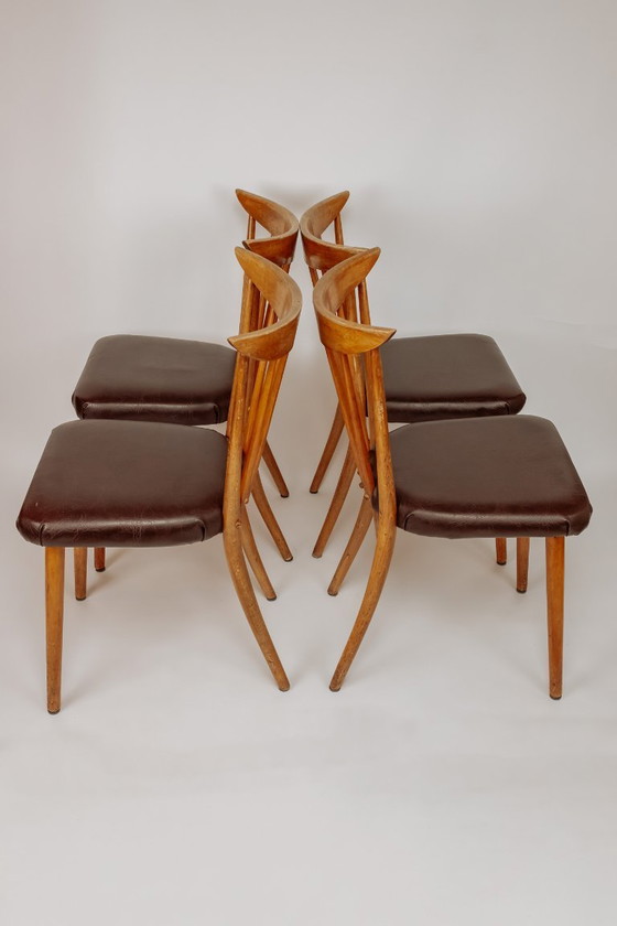 Image 1 of 4x Vintage Spindle Dining Room Chairs