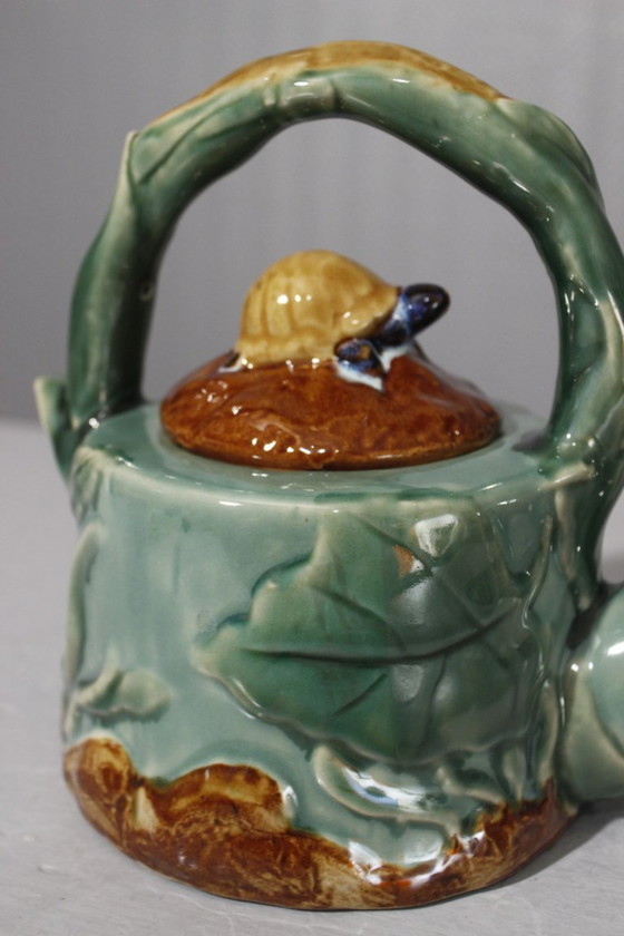 Image 1 of Athezza Franca - Théière vintage céramique à la tortue France XXème