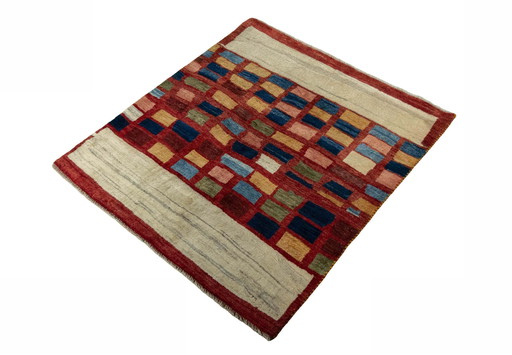 Tapis Gabbeh nomade noué à la main - 117 X 105 cm