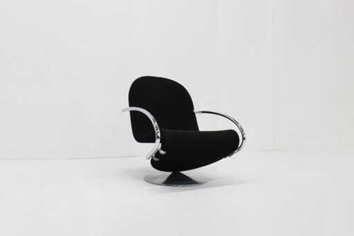 Fauteuil lounge vintage 1-2-3 chromé de Verner Panton, années 1970