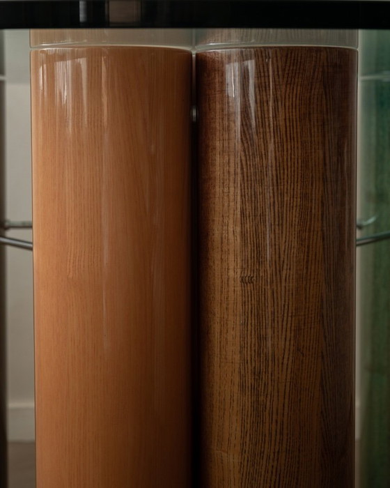 Image 1 of Vintage Saporiti Italia Dining Table – Enamel Column Base –  Postmodern 1980s