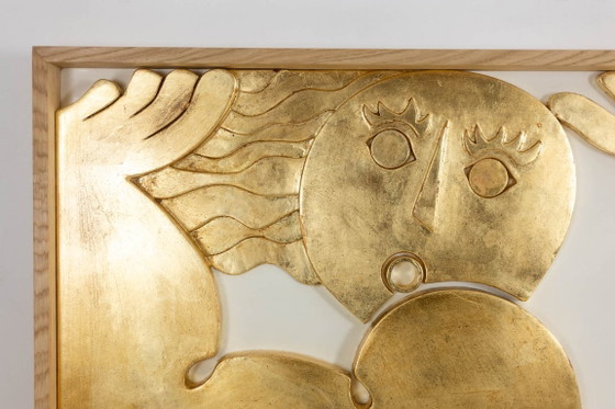 Image 1 of Bas-relief panel "I am swimming in happiness". Contemporary.
