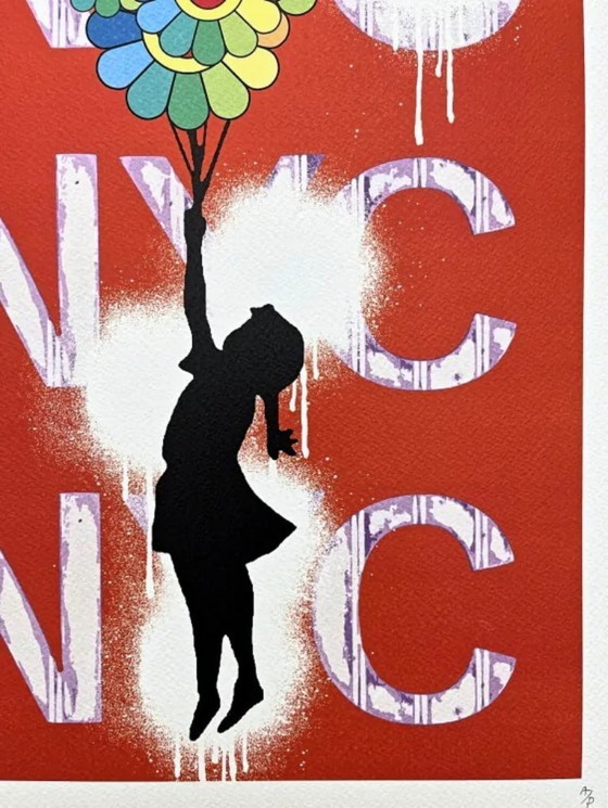 Image 1 of Death NYC - Banksy Flying Balloon Girl, NYC et Murakami - Édition limitée avec certificat