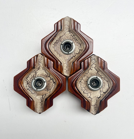 Image 1 of Set of 3 ceramic wall lamps by PAN Keramik, 1960s