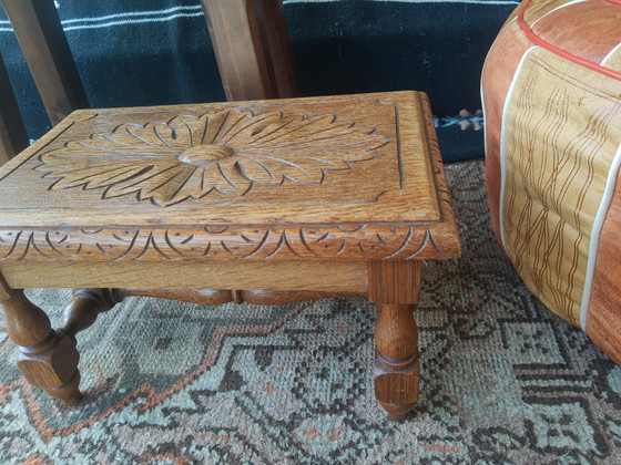 Image 1 of Antique hand-carved French oak side table/plant table