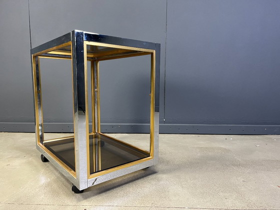 Image 1 of Italienischer Getränkewagen aus Messing und Chrom im Stil von Romeo Rega, 1970er Jahre