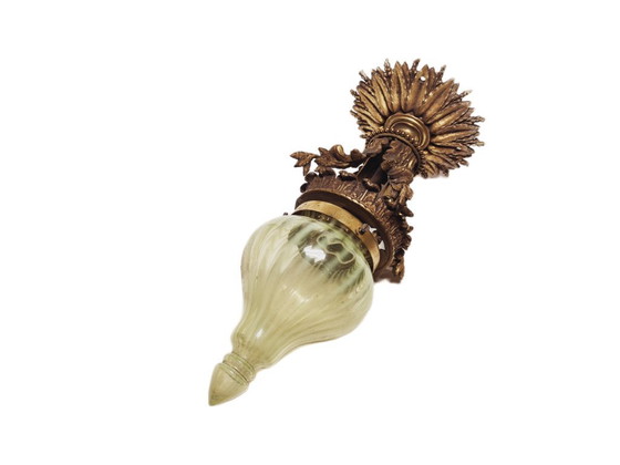 Empire bronzen hanglamp met uraniumglas, Frankrijk, jaren 1890 – Hanglampen (photo 10 of 13)