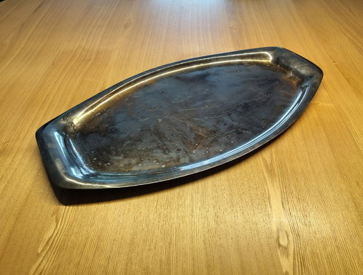 Grand bol vintage Wiskemann en métal argenté, 55 cm – servies, Silver
