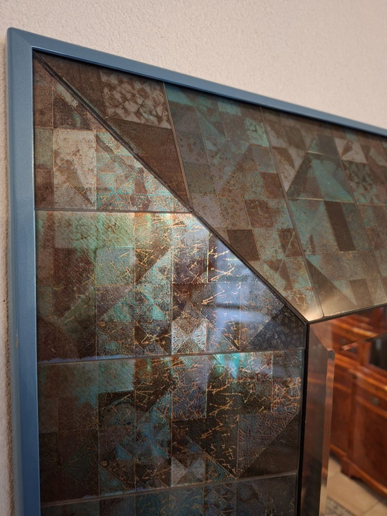 Miroir en verre, Bois, Bleu (photo 6 sur 6)