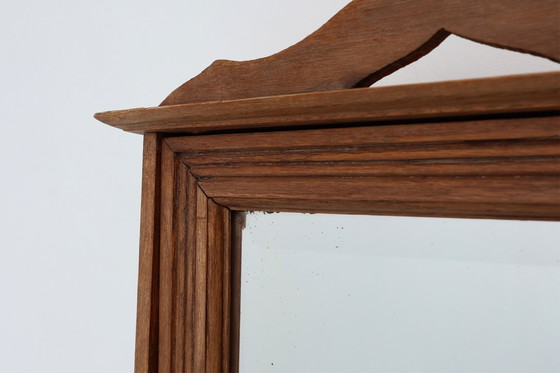 Image 1 of Franse Art Deco scheerkast in houtsnijwerk met afgeschuinde spiegel