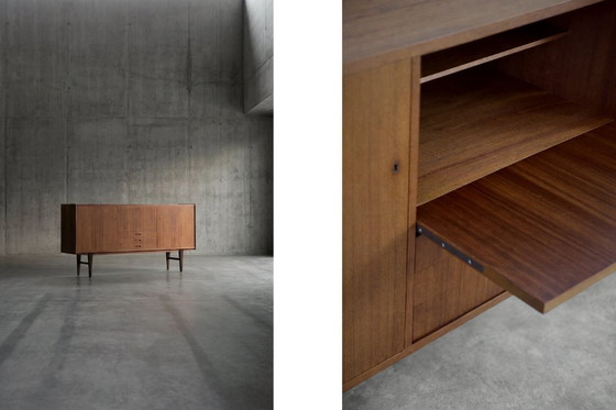 Image 1 of Buffet haut en teck, style scandinave moderne classique vintage, avec tiroirs, années 1960