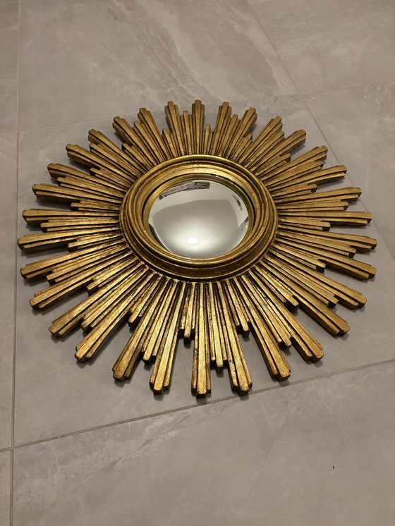 Image 1 of Zonnestralen bolle spiegel koud blad Hollywood regency