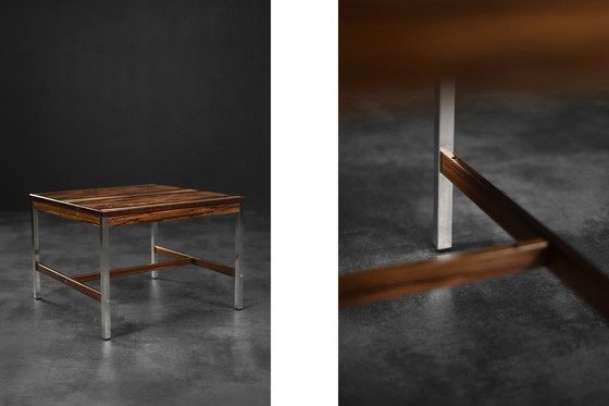 Image 1 of Vintage Mid-Century Modern Swedish Square Rosewood & Aluminum Coffee Table from HMB Möbler Rörvik, 1960s