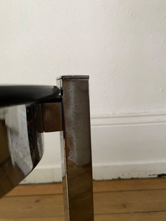 Image 1 of Italian design oval coffee table structure in chrome and smoked glass