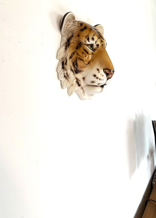 Masque mural tigre en céramique vintage années 70 – wanddecoratie, Ceramic (photo 2 of 7)
