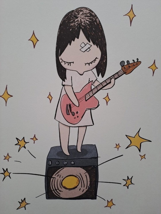 Image 1 of D'après Nara Yoshitomo, Guitar Girl, années 1990, lithographie en édition limitée