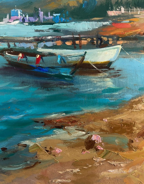 Image 1 of Originales Ölgemälde: Sommerliche Meereslandschaft, versteckte Ecke am Meer