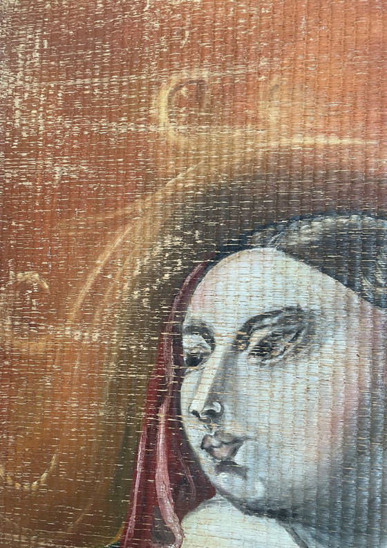 Image 1 of Art Deco Cubist style decoration painted on bamboo