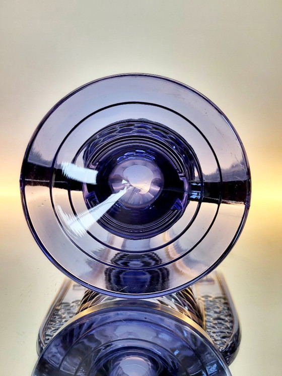 Image 1 of Val Saint Lambert Art deco Vase, Luxval Serie Modell Romeo, fliederfarben, Belgien