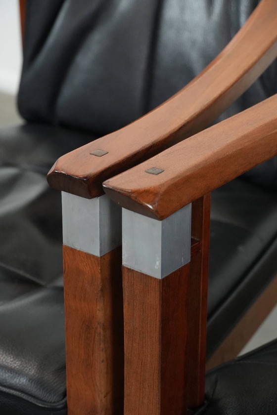 Image 1 of 4 x Schwarze Schuitema Art-Deco-Esszimmerstühle aus Leder mit Armlehnen aus der Decoforma-Serie