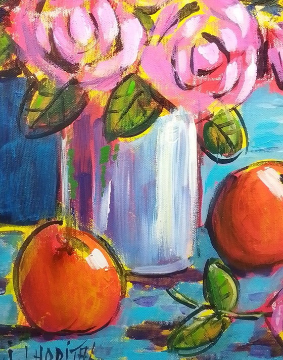 Joel LHOPITAL - Bouquet at the Window - Artist's Painting – Paintings & Drawings, Canvas (photo 2 of 11)