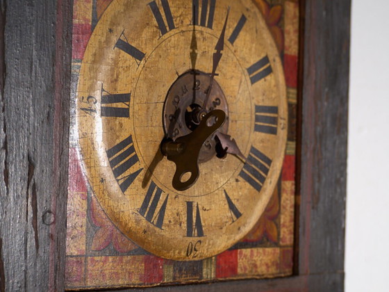 Orologio a pendolo antico in pino dipinto – Europa Centrale, circa 1850 – Iron (photo 11 of 40)