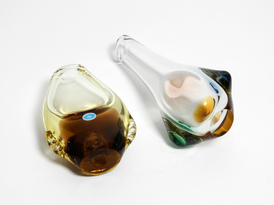 Image 1 of Two beautiful crystal glass vases from the 1960s by Miroslav Klinger for Bohemia Glass - Made in Czech