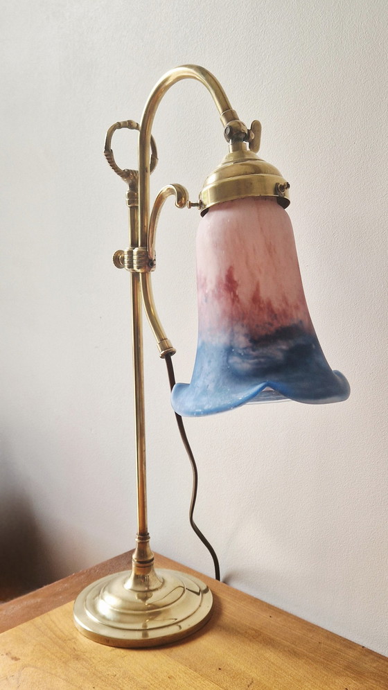 Image 1 of Art Nouveau stijl lamp- Messing en glaspasta- 1920's