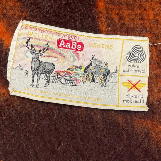 Aabe Vintage Wollen Deken Jaren 70 Oranje En Bruine – Decoratieve objecten, Wool (photo 3 of 11)