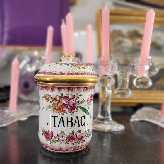 Image 1 of Bote para tabaco, porcelana pintada a mano, f. s. XIX - Francia