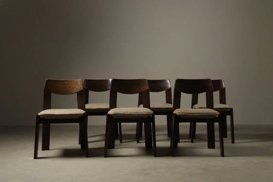 Image 1 of Brutalist Oak Dining Chairs, Netherlands, 1970s – Set of 6