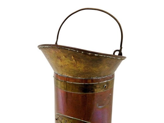Image 1 of Vintage Copper Coal Hod Bucket 5 Kilo Marked – Rustic Fireplace Container