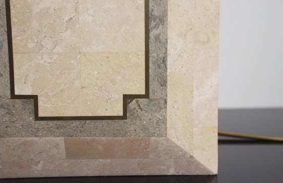 Image 1 of Vintage Marble Table Lamp Italian Art Deco Stone Lamp Geometric Marble Lighting Mid Century Modern Accent Lamp