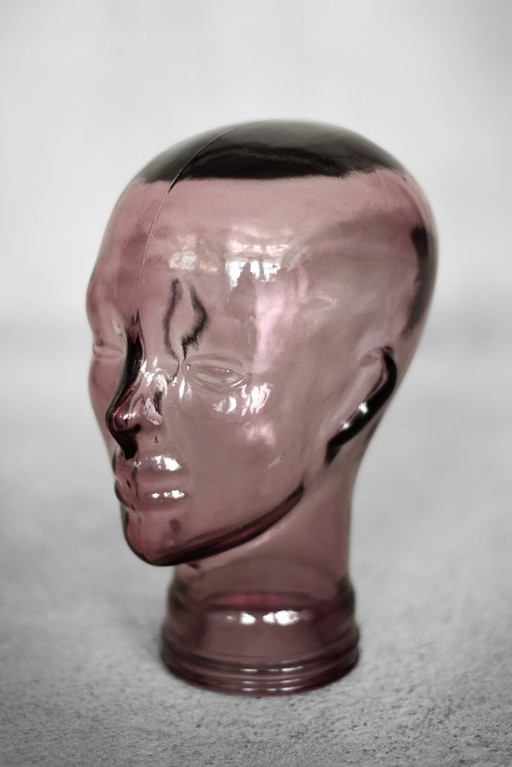 Vintage Mid Century Duitse Moderne Roze Glazen Kop, 1970