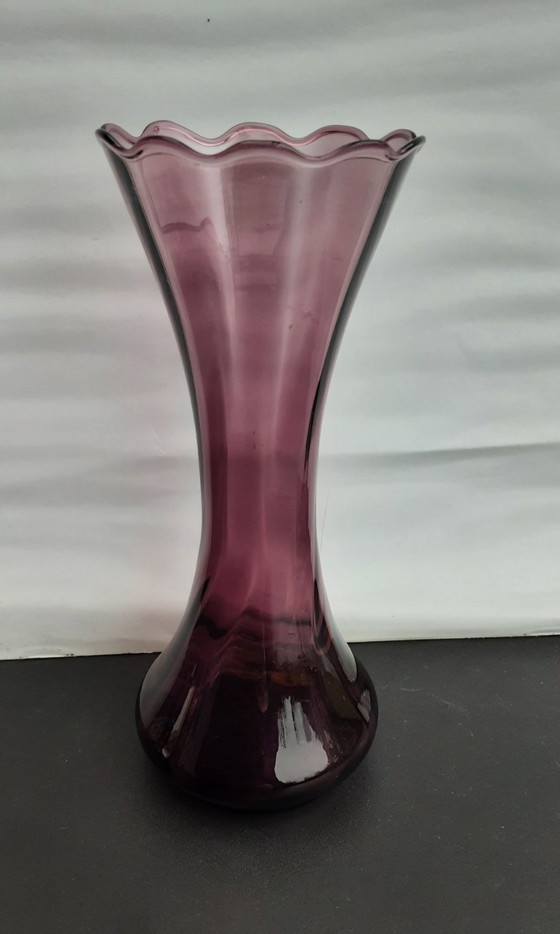 Image 1 of 3 x Doyer vases, crystal, very good, amethyst color