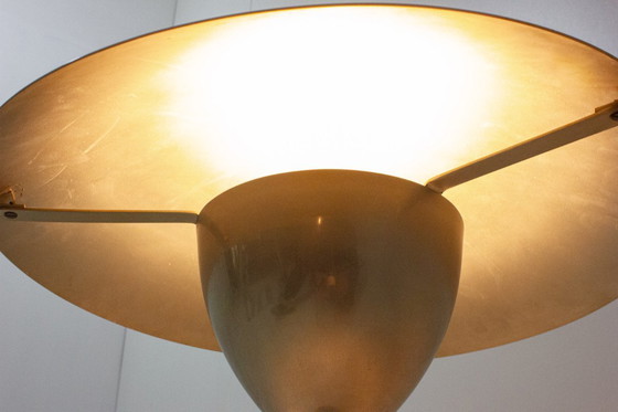 Image 1 of Lampada da tavolo/scrivania italiana a forma di fungo in metallo spazzolato, anni '50