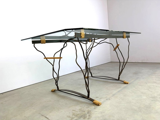 Vintage Wrought Iron and Glass Dining Table, 1970s (photo 10 of 17)