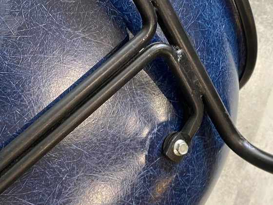 Image 1 of DSX chair, blue fiberglass, vinyl upholstery, Eames Herman Miller vintage 70s
