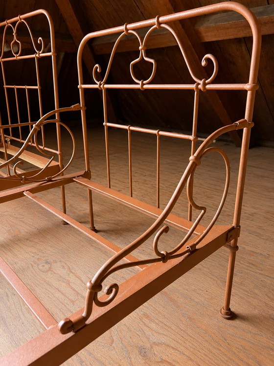 Set of 2 Vintage Iron Children’s Beds - Terracotta - 150 × 70 Cm – Single beds (photo 4 of 5)