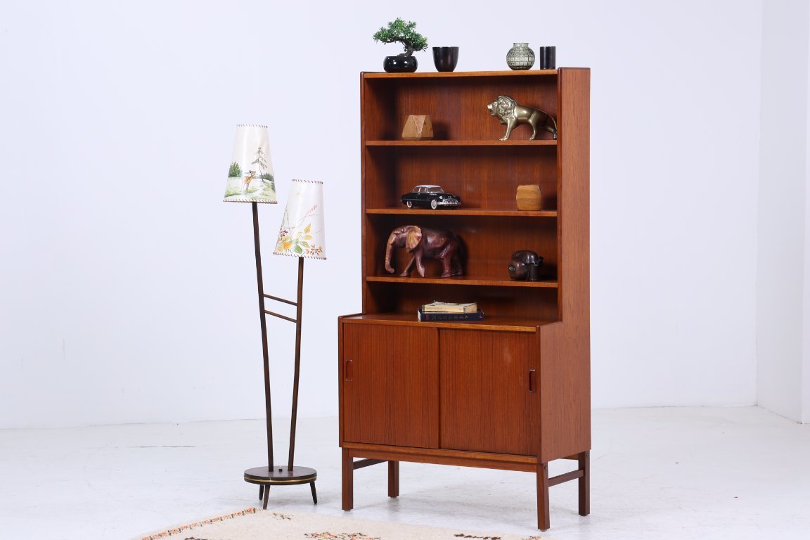Vintage teak shelf | Mid - Century bookshelf retro wood storage 60s 70s #08-08