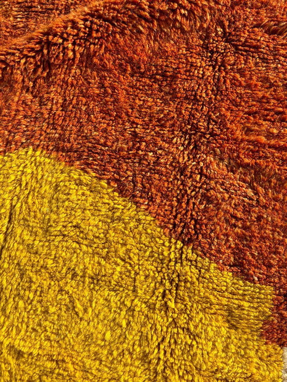 Image 1 of Moroccan Mrirt Rug Handmade Wool 200x300 cm – Modern Berber Rug – Cream Orange Yellow Area Rug – Contemporary Deco