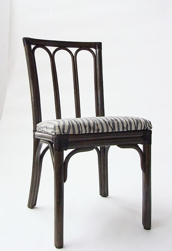 Image 1 of Eetkamerstoelen (6) gemaakt van rotan en bamboe door McGuire, VS, jaren 70