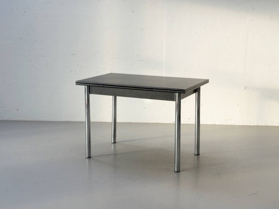 Image 1 of Extendable dining/kitchen table with chrome frame, 1980s