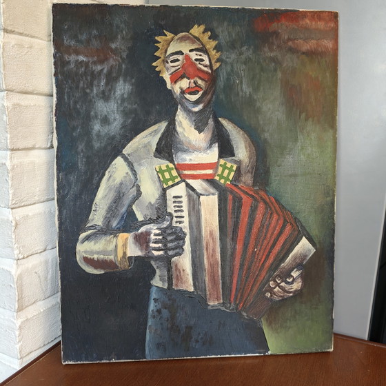 Image 1 of Original Expressionist Oil Painting "Accordion Player" – Signed Baltazar (2001) – 40 × 50 cm