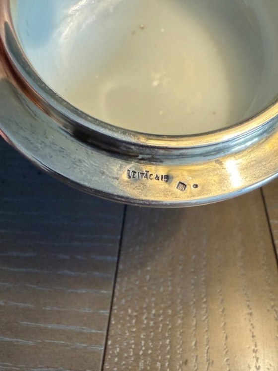 Image 1 of Mosterdpot Sterling Zilver .916 Leitão & Irmão (Koninklijke Juwelier) & China Porselein