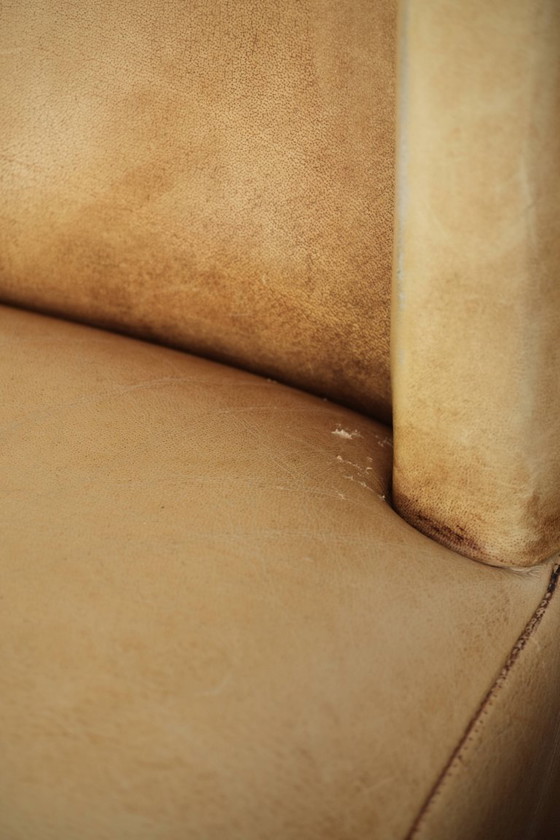 Image 1 of 4 x Luxury Cowhide Leather Dining Chairs With A Beautiful Light Color And A High Back