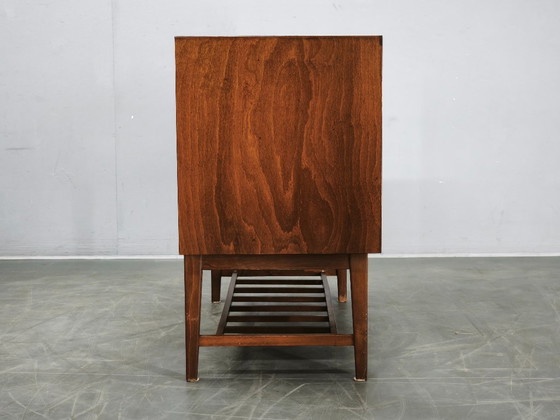 1960s Danish Modern Beech Wood Bar Cabinet with Tambour Door, Chest of drawers, Brown (photo 7 of 16)