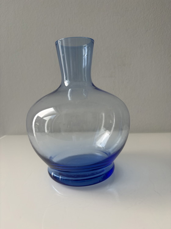 Blauwe karaf met stop, merk Blenko, model Jetson – Blenko Art Glasd, Glazen & Karaffen, Glass (photo 5 of 12)